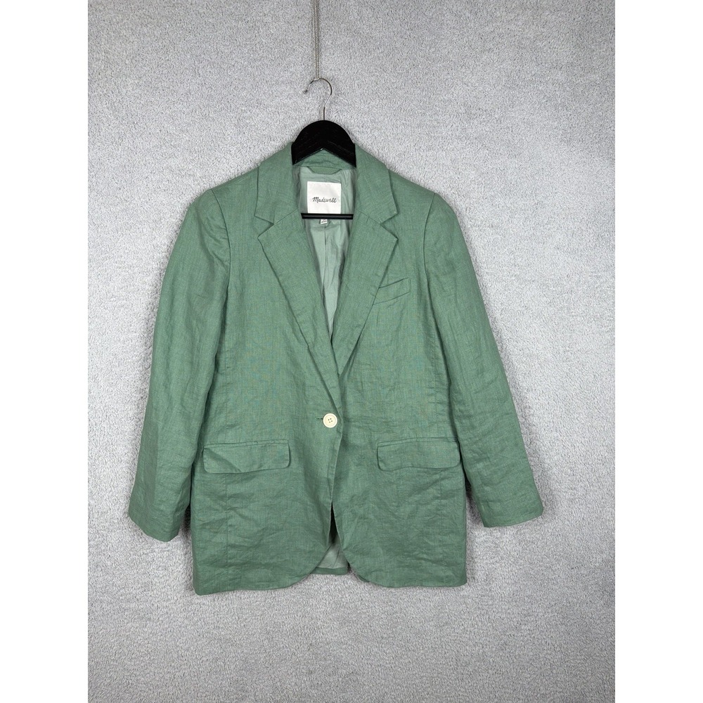 Madewell The Larsen Blazer 100% Linen In Trellis Green Size XS
